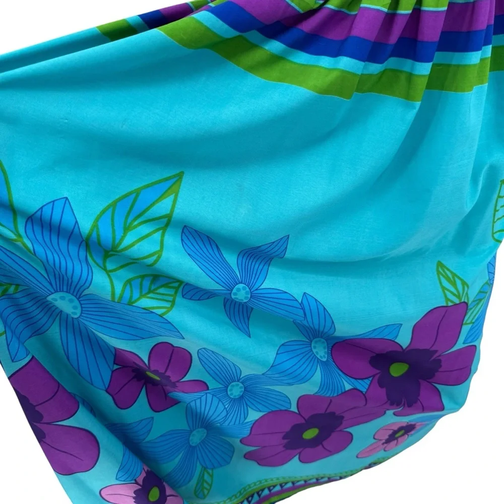 Vintage Moka Sport Floral Hawaii Halter Maxi Dress‎ M